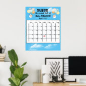 Calendrier de date prévue pour bébé Poster Ballon (Bureau à domicile)
