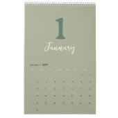 Calendrier de design moderne minimaliste vert (Jan 2027)