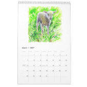 Calendrier de fleurs et d'animaux à l'aquarelle (Mar 2027)