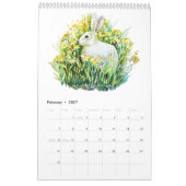 Calendrier de fleurs et d'animaux à l'aquarelle (Feb 2027)