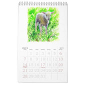 Calendrier de fleurs et d'animaux à l'aquarelle (Mar 2027)