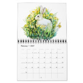 Calendrier de fleurs et d'animaux à l'aquarelle (Feb 2027)