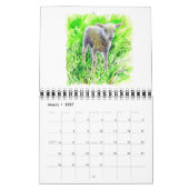 Calendrier de fleurs et d'animaux à l'aquarelle (Mar 2027)