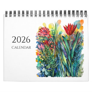 Calendrier de fleurs et d'animaux à l'aquarelle