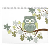 Calendrier de hibou d'arbre de polka (Protection)