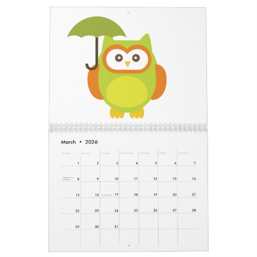 Calendrier de hiboux (Mar 2026)