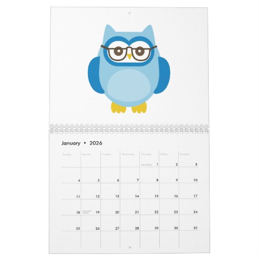 Calendrier de hiboux (Jan 2026)