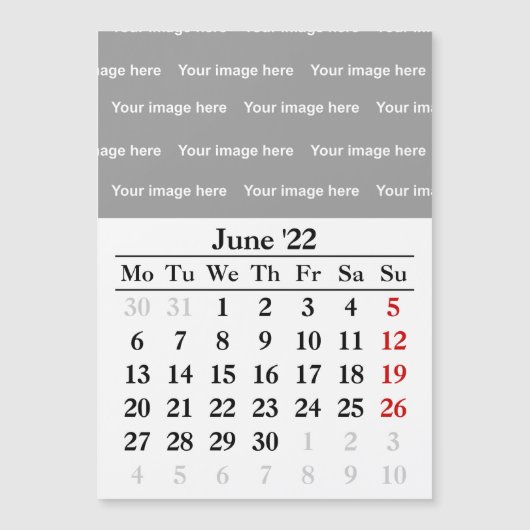 Calendrier de juin 2022 Carte magnétique (Devant)
