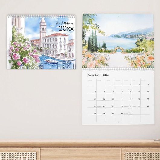 Calendrier de la famille de l'aquarelle de paysage