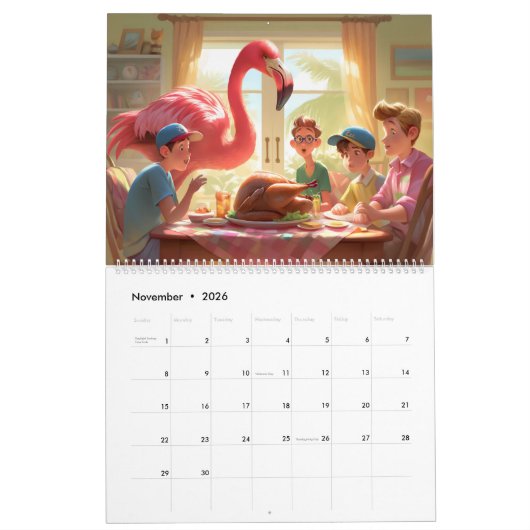 Calendrier de la paroi du Flamant rose 2026 (Nov 2026)