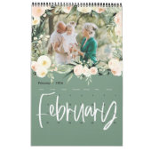 Calendrier de la photo florale d'aquarelle moderne (Feb 2026)