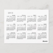 Calendrier de la queue de chat ~ carte postale (Dos)
