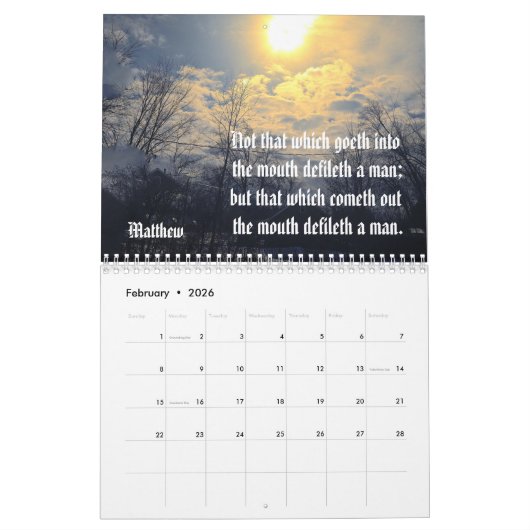 Calendrier de la SCRIPTURE BIBLE (Feb 2026)