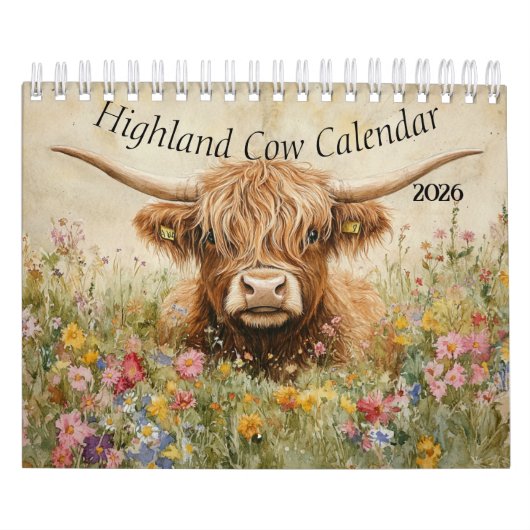 Calendrier de la vache des Highlands 2026 (Protection)