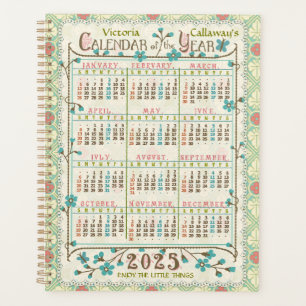 Calendrier de l'année 2025 Art Nouveau victorien
