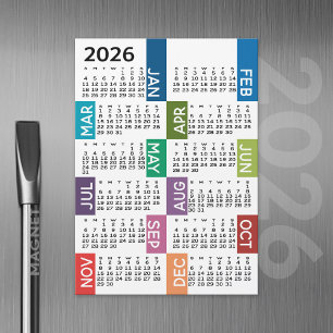 Calendrier de l'année 2025 - Carte magnétique colo