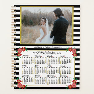 Calendrier de l'année 2025 Preppy Floral Stripes