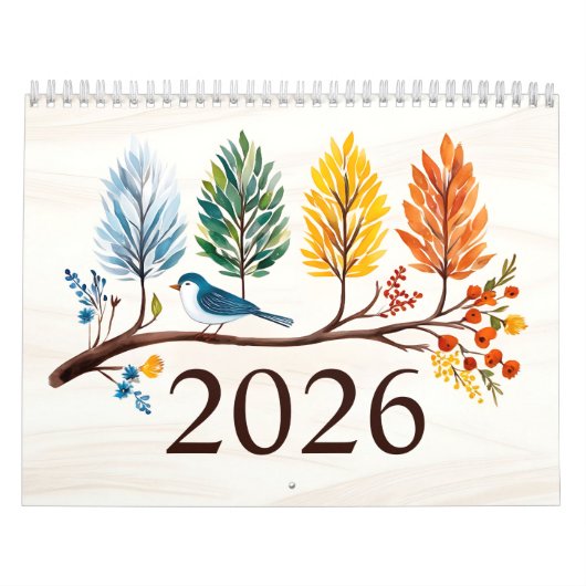 Calendrier de l'année 2027 avec oiseaux Calendrier (Protection)