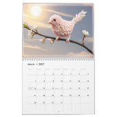 Calendrier de l'année 2027 avec oiseaux Calendrier (Mar 2027)