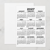 Calendrier de l'année complète - Carte minimale de (Devant / Derrière)