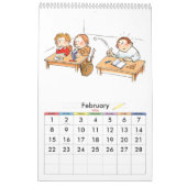 Calendrier de l'année scolaire Orange Single Page (Feb 2026)
