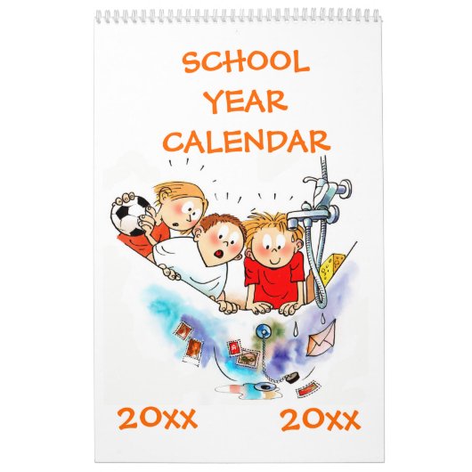 Calendrier de l'année scolaire Orange Single Page (Protection)