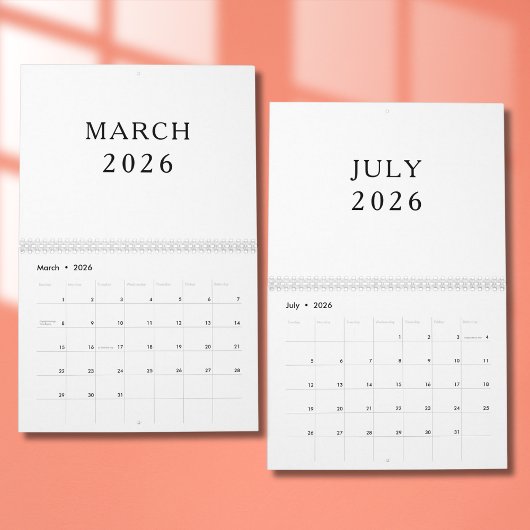 Calendrier de Luxe Simple Design