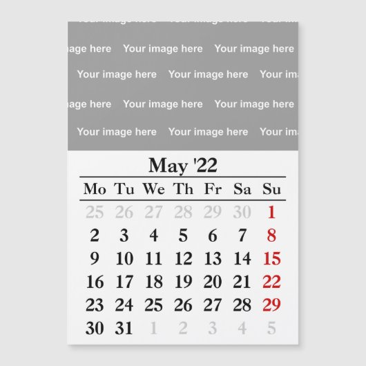 Calendrier de mai 2022 Carte magnétique (Devant)
