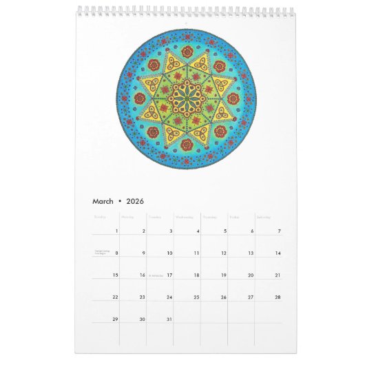 Calendrier de Mandala (Mar 2026)