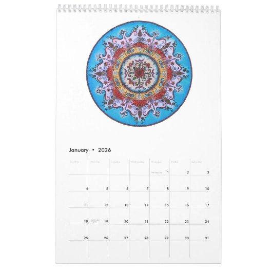 Calendrier de Mandala (Jan 2026)
