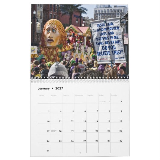Calendrier de mardi gras (Jan 2027)