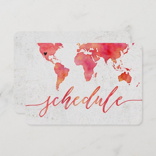 Calendrier de mariage de destination avec carte du (Devant / Derrière)