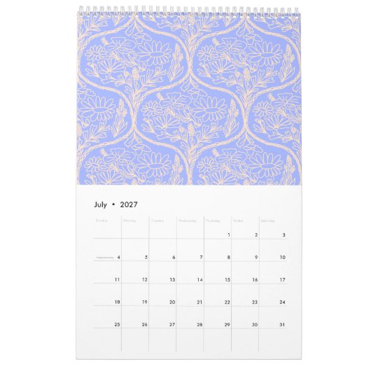 Calendrier de motifs et scènes botaniques grecs (Jul 2027)