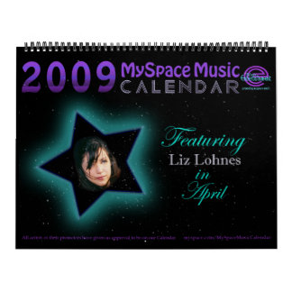 CALENDRIER de MUSIQUE de 2009 MYSPACE comportant