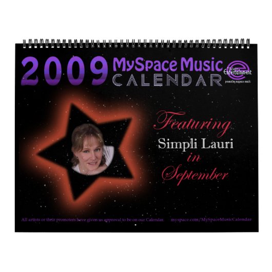 CALENDRIER de MUSIQUE de 2009 MYSPACE comportant (Protection)