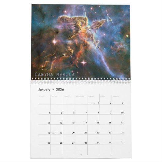 Calendrier de nébuleuses (Jan 2026)