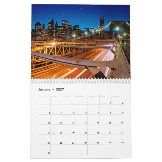 Calendrier de New York (Jan 2027)