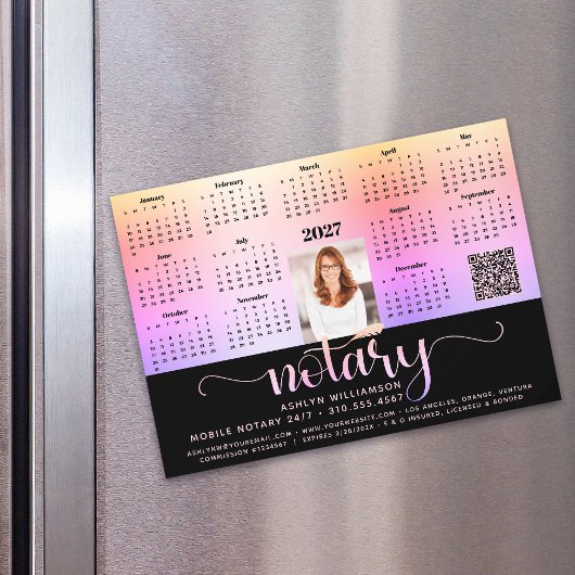 Calendrier de notaire 2027 Magnet aimanté Code QR 