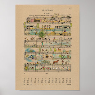 Calendrier de notes heureuses de mars 2022 Poster