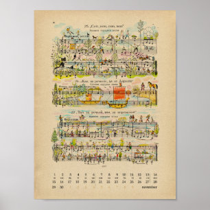 Calendrier de novembre 2022 Poster Happy Notes