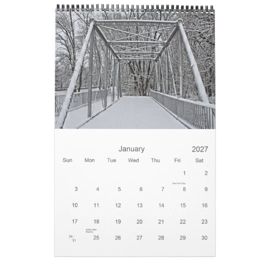 Calendrier de page de la vallée une de Saucon (Jan 2027)