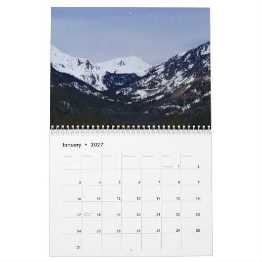 Calendrier de parc national de montagne rocheuse (Jan 2027)