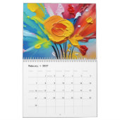 Calendrier de peinture des fleurs de couleurs vive (Feb 2027)