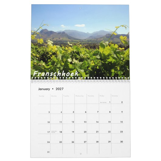 Calendrier de photo de destination de voyage de (Jan 2027)