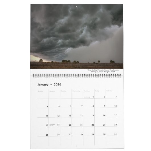 Calendrier de photographie d'orage (Jan 2026)