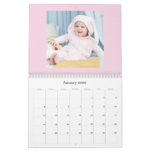 Calendrier de photos de famille de bébé fille rose