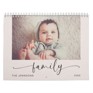 Calendrier de photos de famille pastel moderne