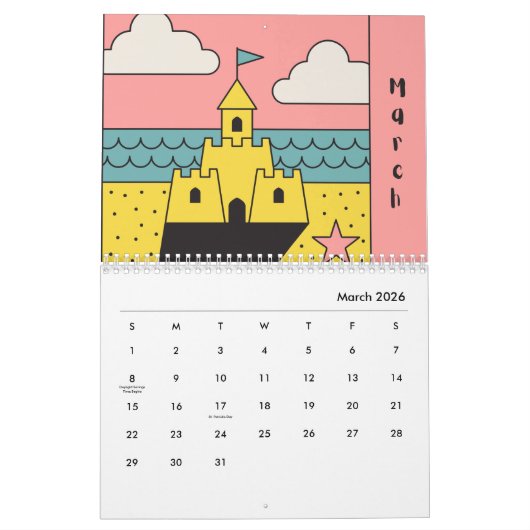 Calendrier de plage d'été (Mar 2026)