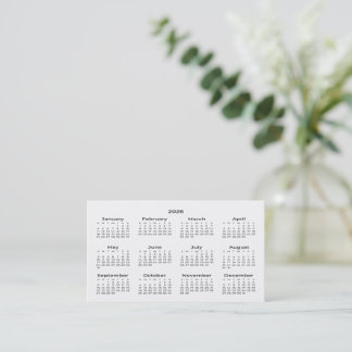 Calendrier de poche carte de visite 2026