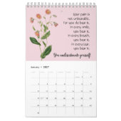 Calendrier de poésie à thème de la floraison rose (Jan 2027)